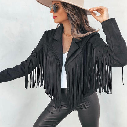 Stylish women's jacket with fringes