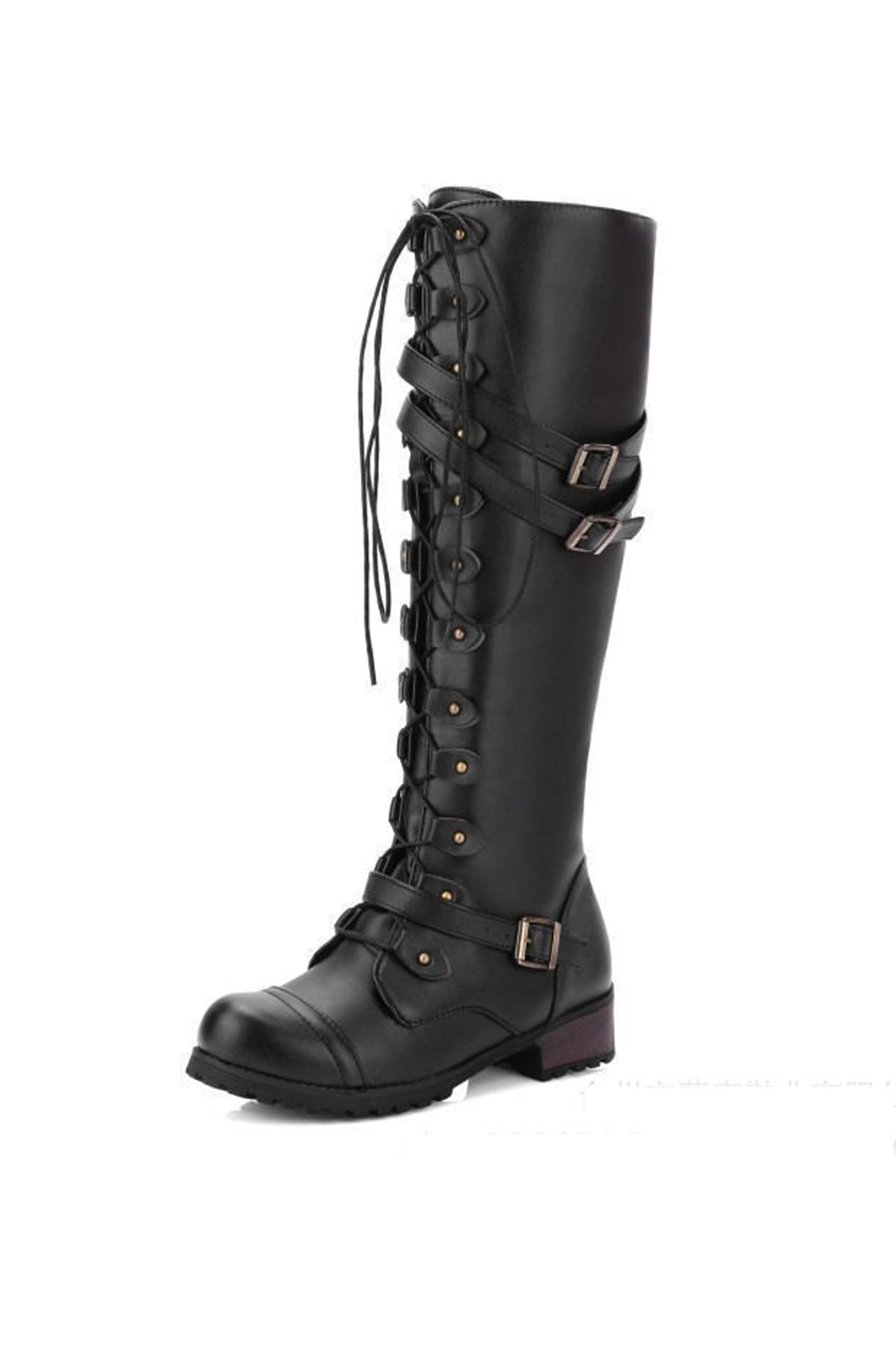 Knight boots with studs and buckle