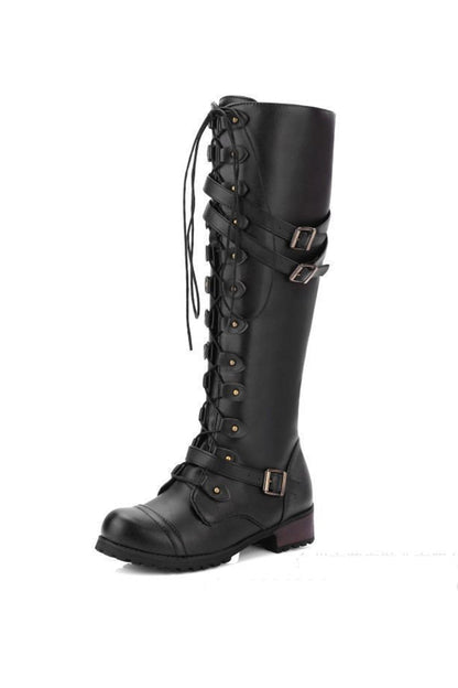 Knight boots with studs and buckle