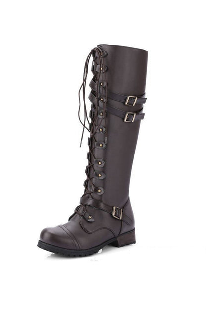 Knight boots with studs and buckle