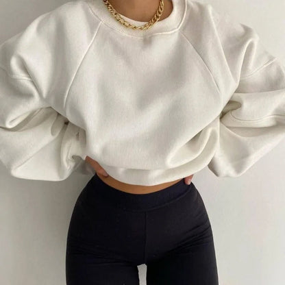 Bequemes Sweatshirt Oversize Weich Baumwolle Langarm - IdealeKleiden