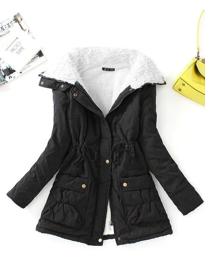 Warm winter dress with faux fur lining and adjustable fit