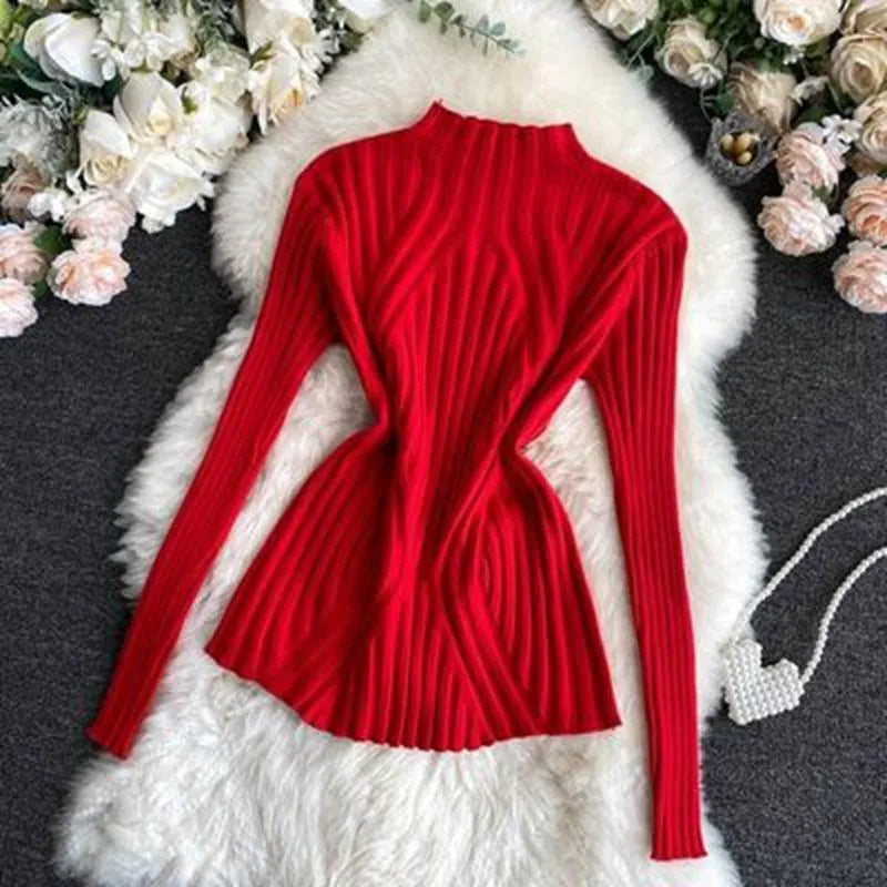 Women's Turtleneck Long-Sleeved Elegant Knitted Sweater