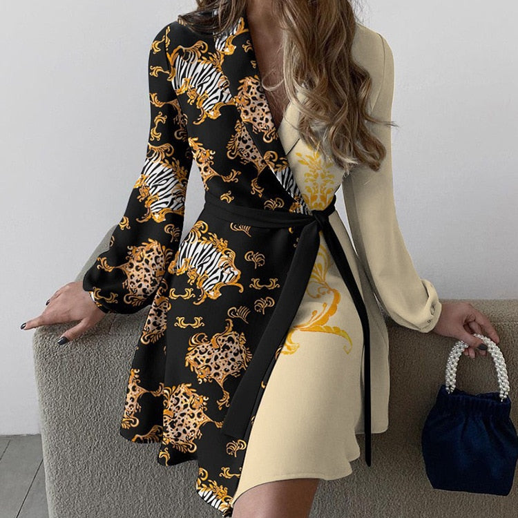 Elegant Women's Dress Long-sleeved Wrap Style