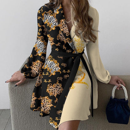 Elegant Women's Dress Long-sleeved Wrap Style