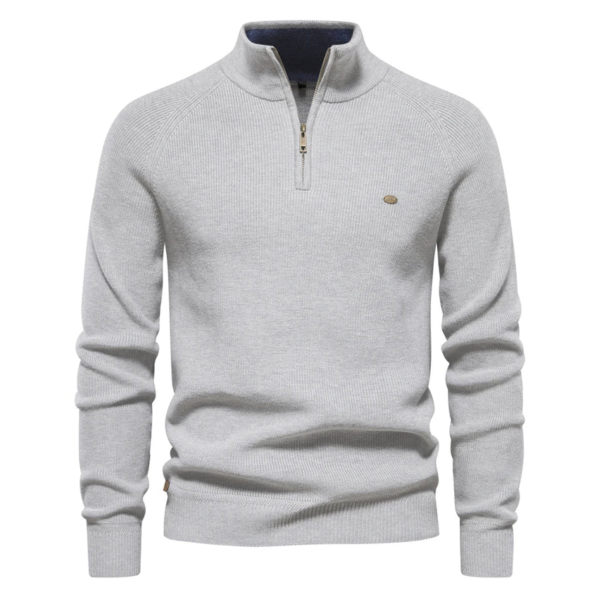 Men's Modern Knitted Sweater with Zipper