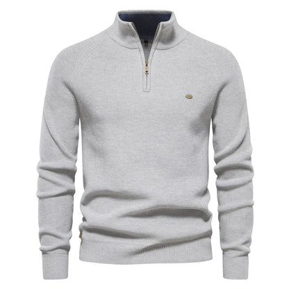 Men's Modern Knitted Sweater with Zipper
