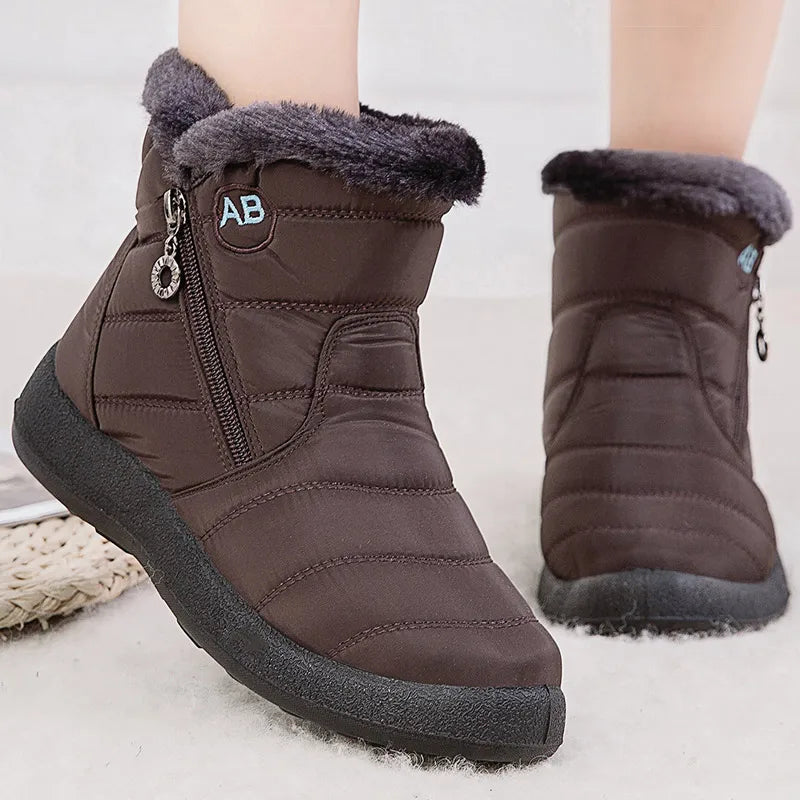 Winterstiefel Damen Knöchelhoch Wasserfest Plüschfutter - IdealeKleiden