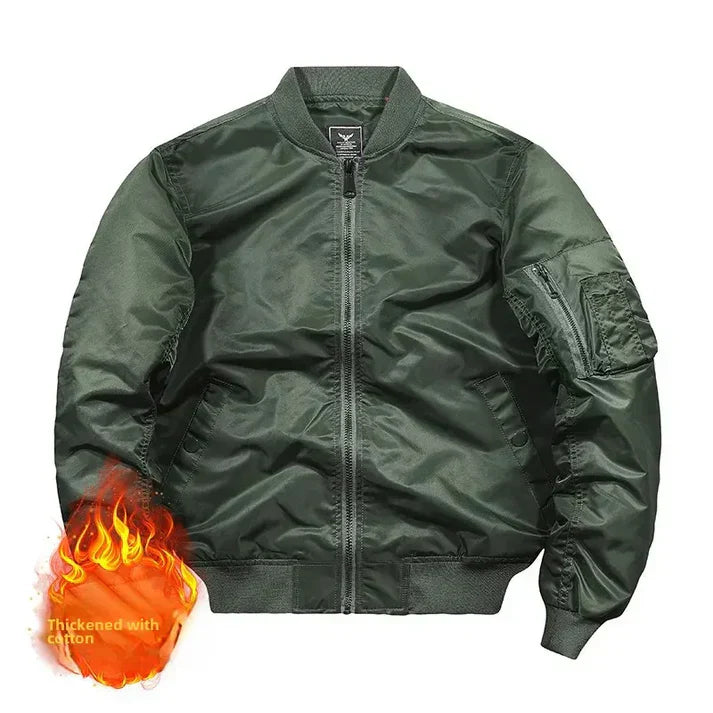 Leather bomber jacket aviator style