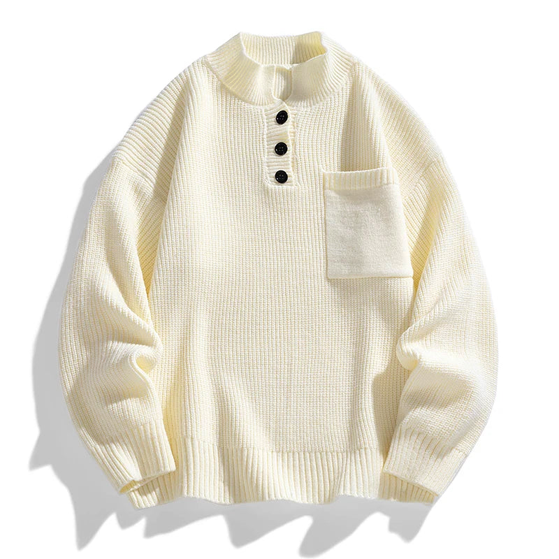 Men's Warm Button Placket Knitted Sweater