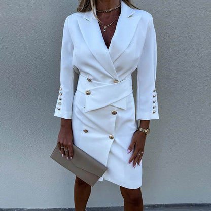 Elegant Double-Breasted Blazer Dress for Women