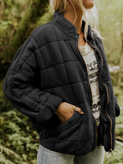 Women's Oversized Puffer Jacket High Collar Zipper