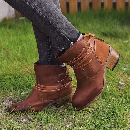 Retro Ankle Boots Round Toe