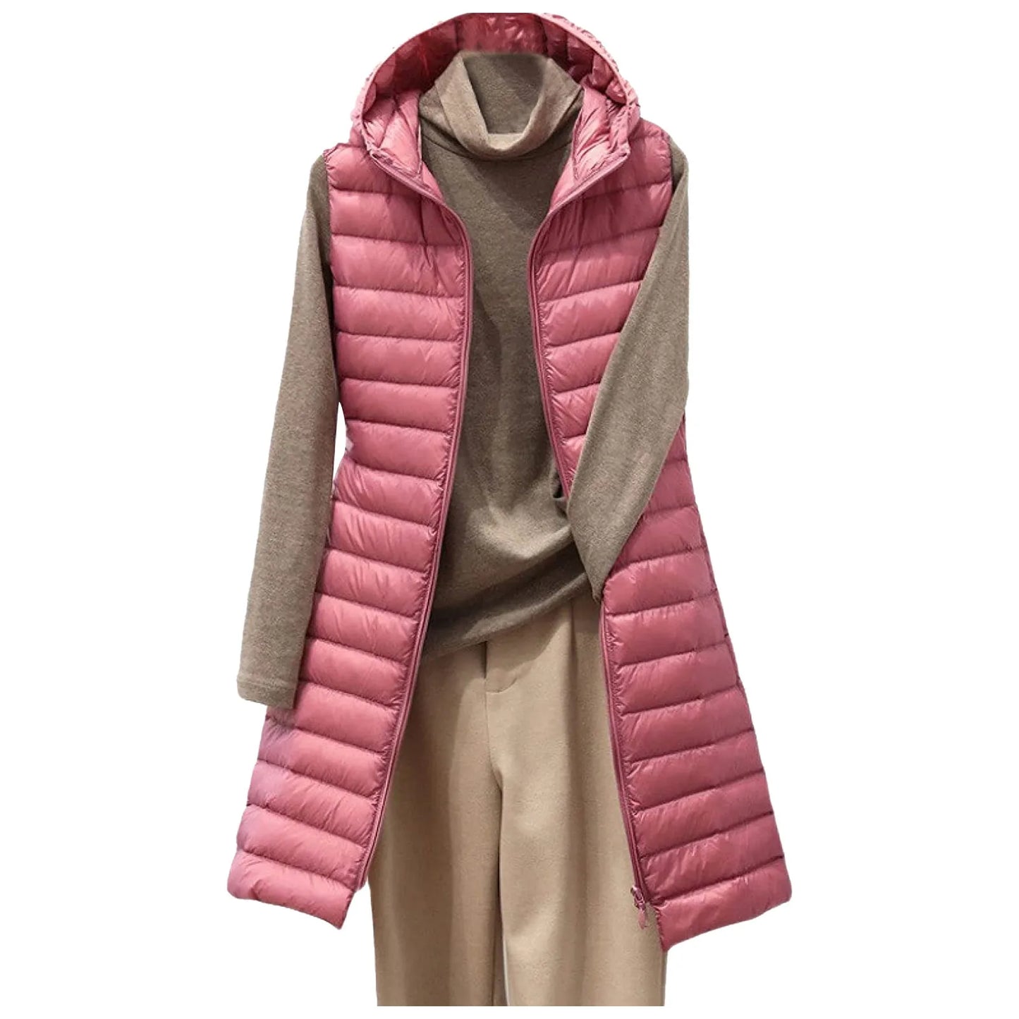 Women's Long Padded Hooded Winter Vest