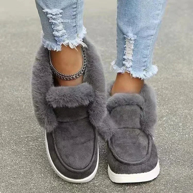 Women's Soft Velour Ankle Boots Plush Fur Lining