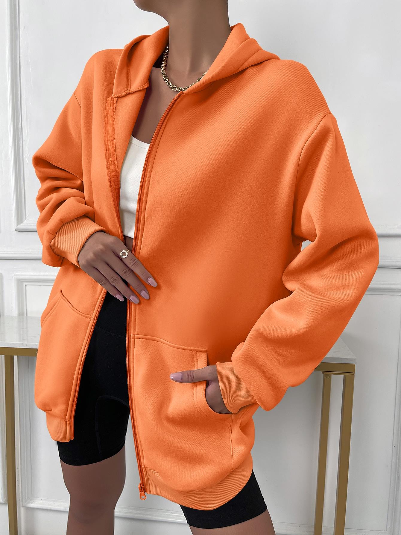 Stylish Women's Vest with Hood and Zipper