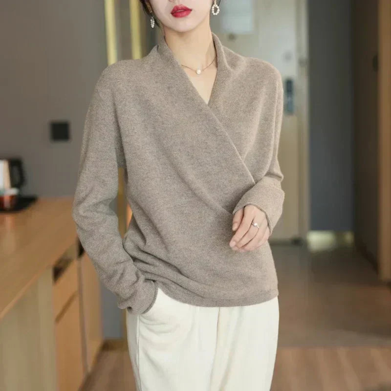 Women's Spring Wrap Neck Floral Top