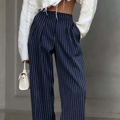 Modische Damen Stoffhose Streifen Design - IdealeKleiden