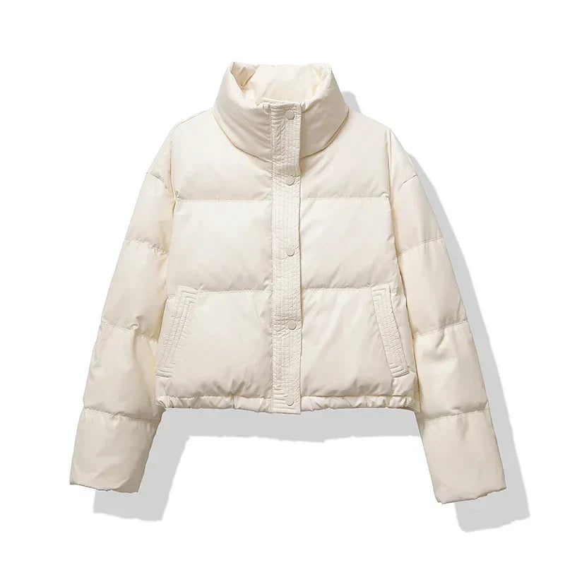 Women's Cropped Shiny Puffer Jacket