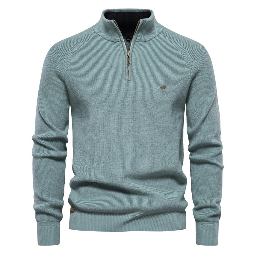 Men's Modern Knitted Sweater with Zipper