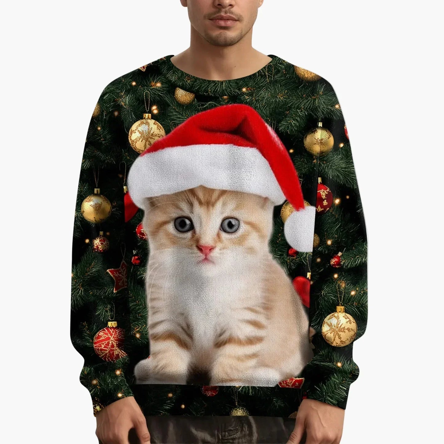 Christmas Sweater Cat Motif Festive