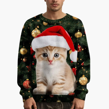Christmas Sweater Cat Motif Festive