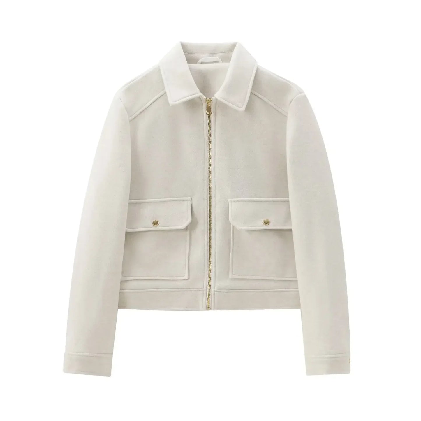 Women's Winter Jacket Zipper Wool Blend