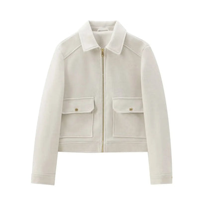 Women's Winter Jacket Zipper Wool Blend