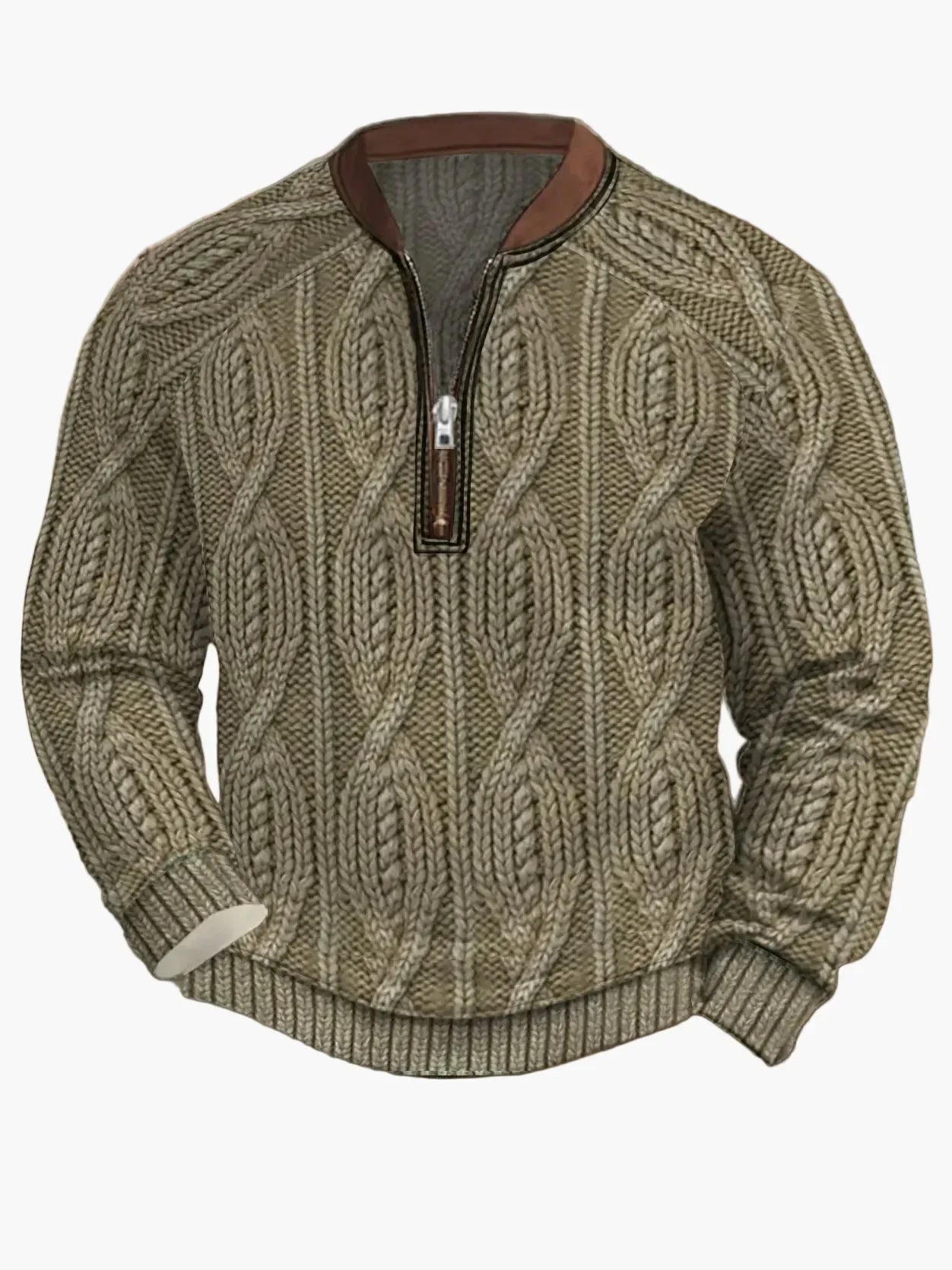 Men's Modern Zip-Up Knit Sweater