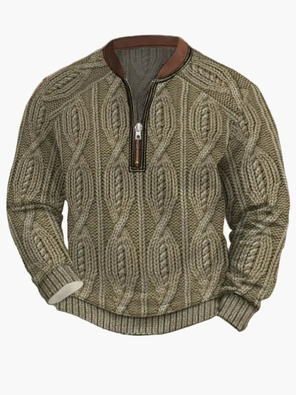 Men's Modern Zip-Up Knit Sweater