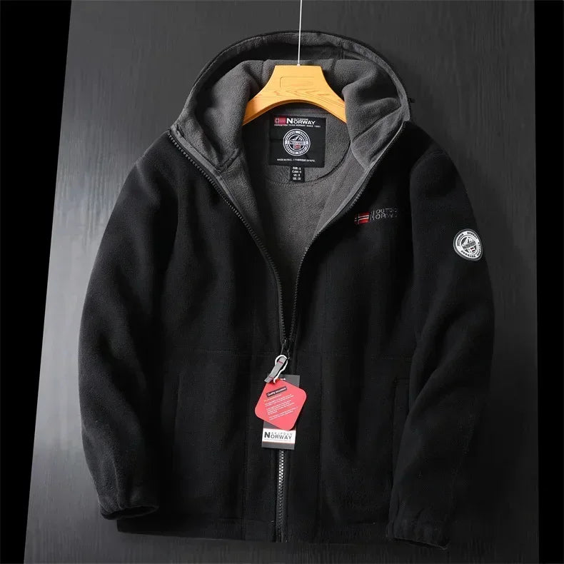 Warm winter jacket hood zipper