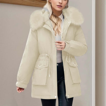 Women's Winter Windbreaker Hooded Zipper Pockets
