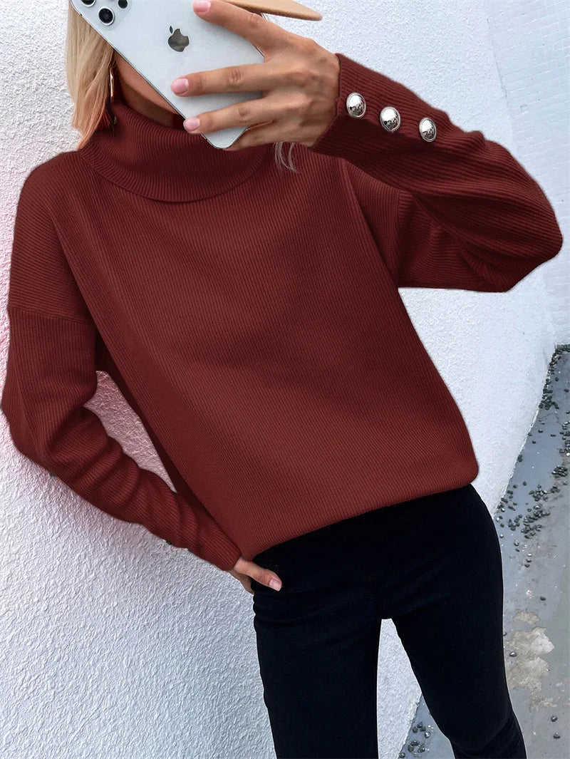 Comfortable high-neck knit sweater