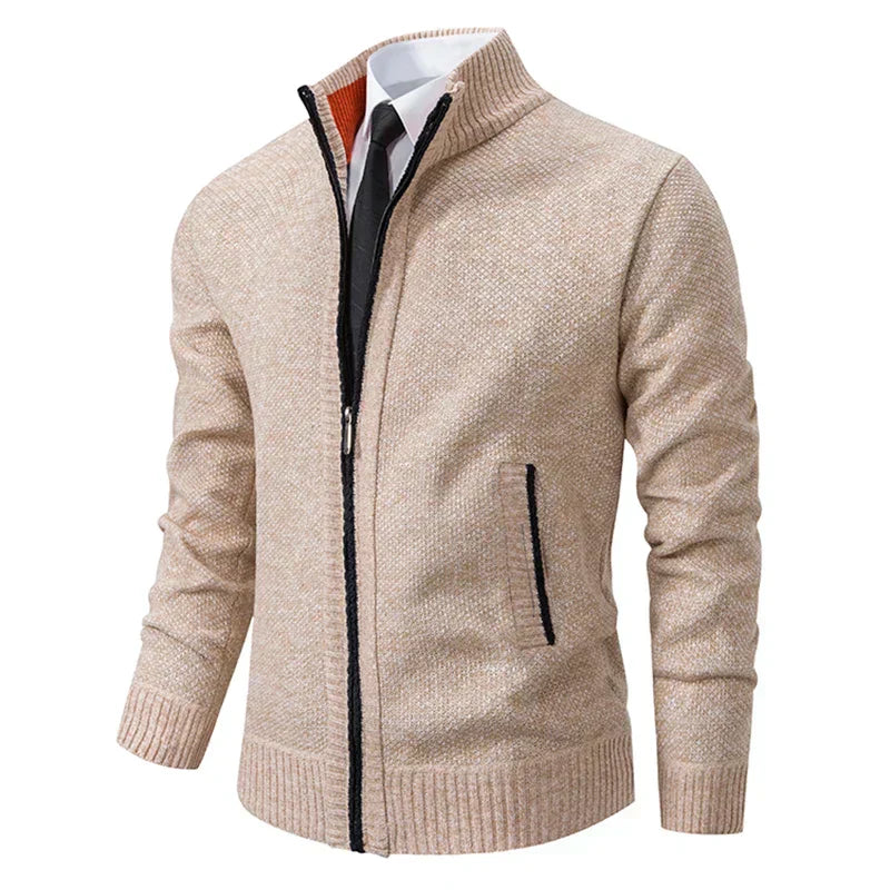 Men's Cardigan Zipper Modern Stand-up Collar