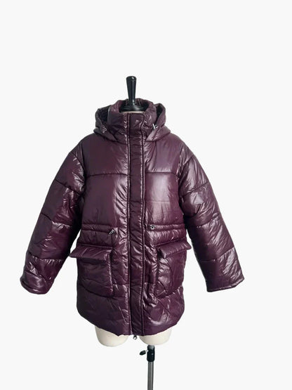 Winter Quilted Jacket Hood Warm