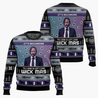 Funny Christmas Sweater Funny Wick-Mas Fan Design