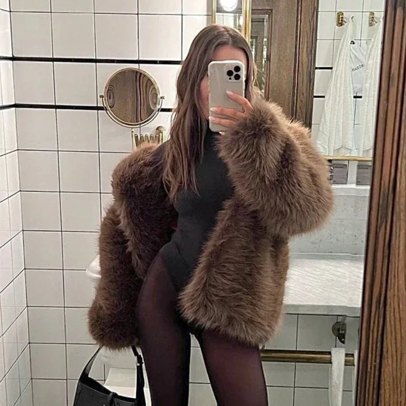 Elegant Faux Fur Coat Snowfall Design