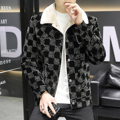 Men's Trendy Checked Corduroy Jacket