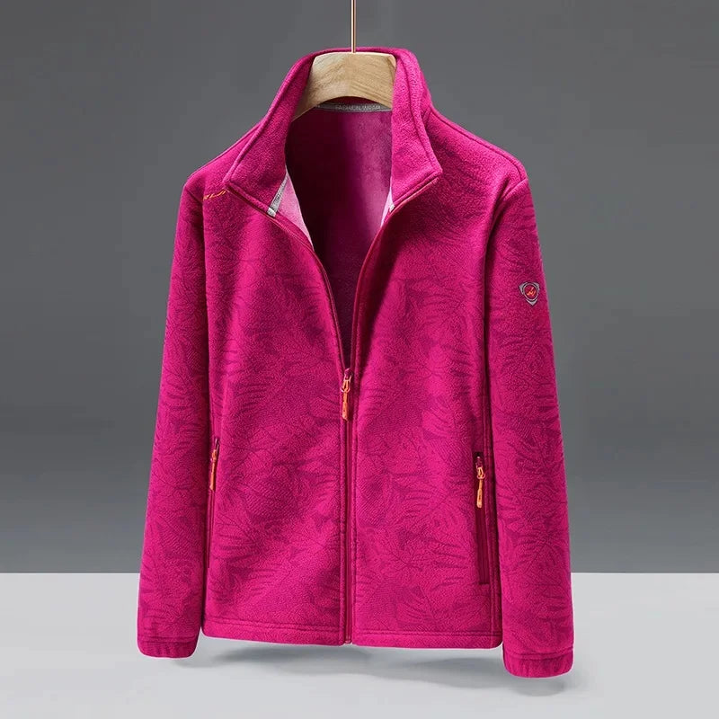 Soft fleece jacket with a high collar and zipper