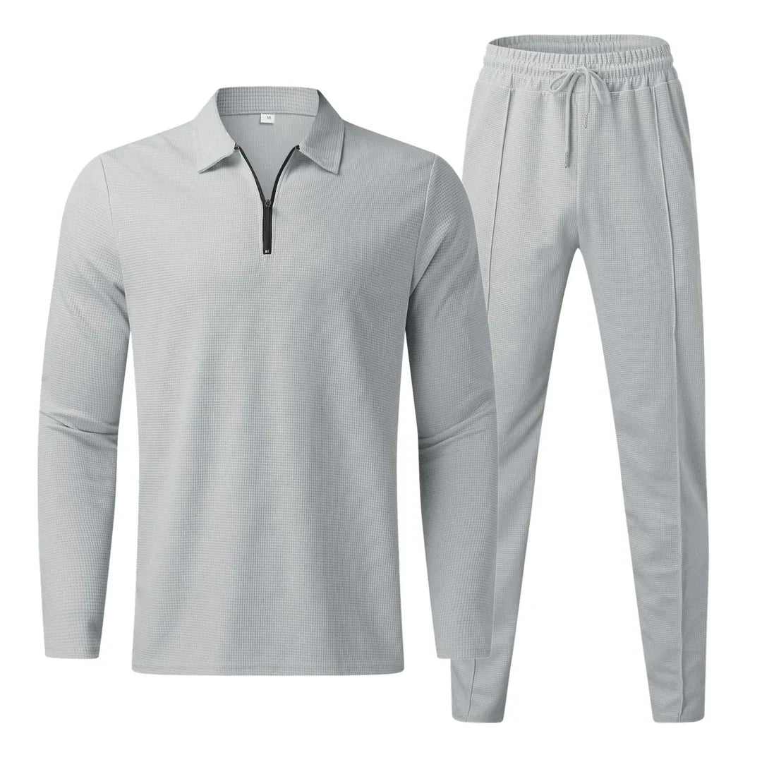 Men's Long-Sleeve Shirt and Trousers Set Modern Elegant