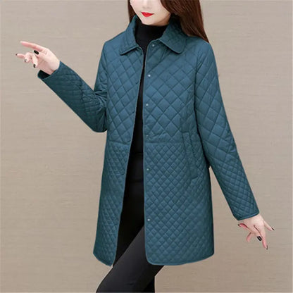 Elegant quilted jacket | Turn-down collar with buttons