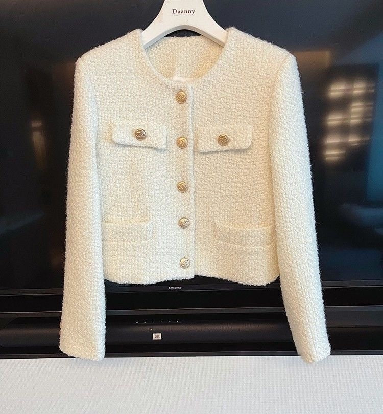 Women's Chic Tweed Round Neck Jacket