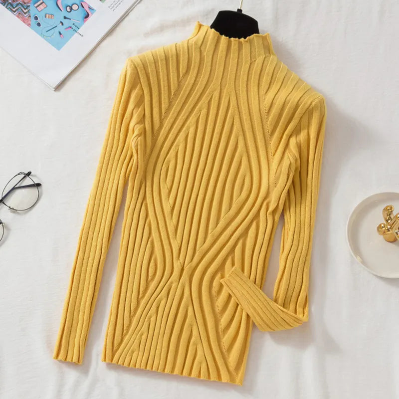 Women's Turtleneck Long-Sleeved Elegant Knitted Sweater