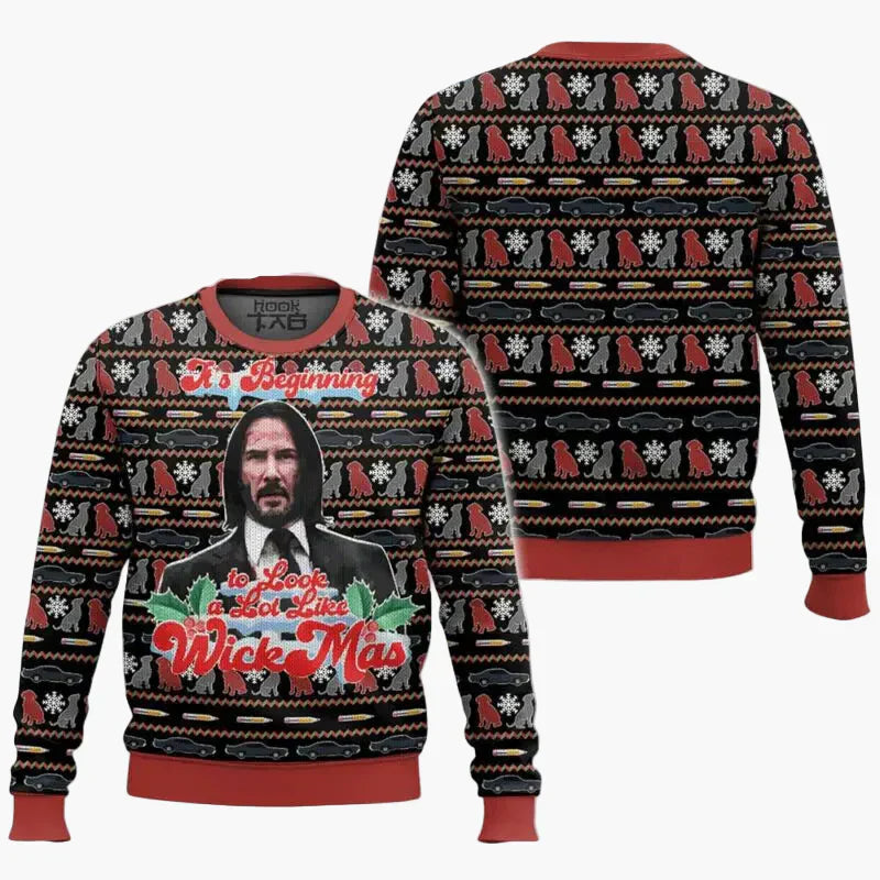 Funny Christmas Sweater Funny Wick-Mas Fan Design