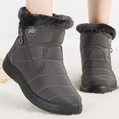 Warm Snow Boots Ankle High Waterproof Plush Lined