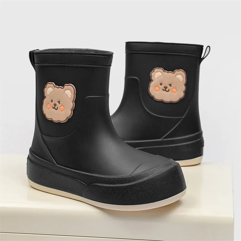 Waterproof Rubber Boots Bear Pattern Ankle-Length