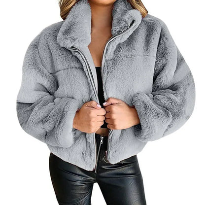 Oversize Faux Fur Jacket High Collar Soft