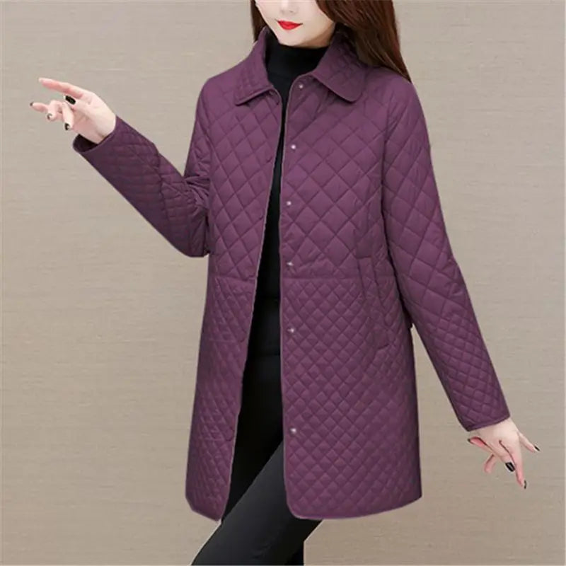 Elegant quilted jacket | Turn-down collar with buttons