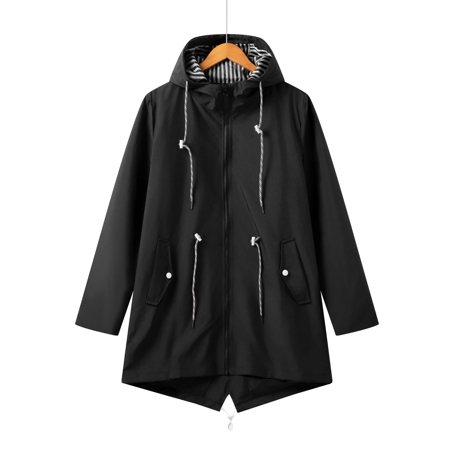 Women's Parka Coat Casual Drawstring Zipper