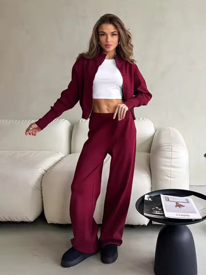 Women's 2-Piece Lounge Set with Zipper Jacket